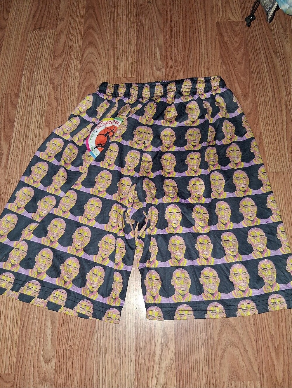 Men's Athletic Shorts - Black with Yellow Face Print